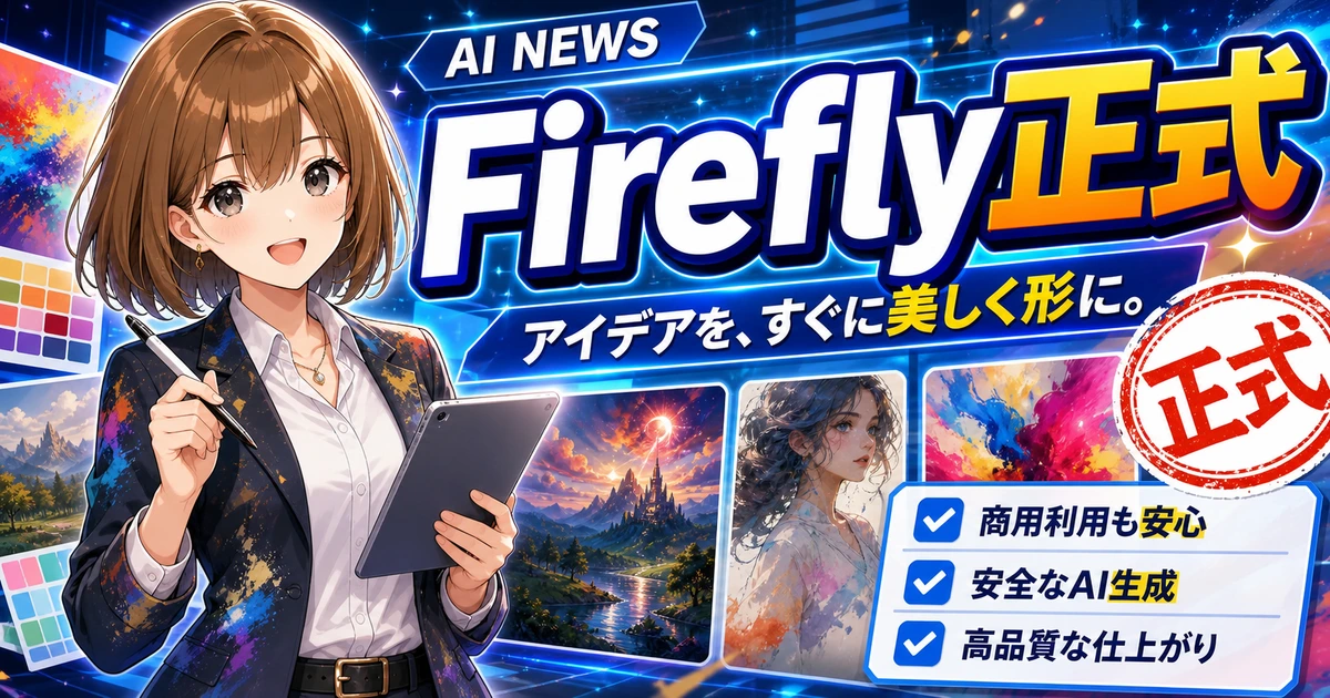 Adobe Firefly正式提供のポイントを案内するもこのサムネイル