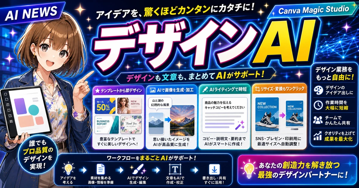 Canva Magic StudioでデザインAIがまとまることを説明するもこのサムネイル