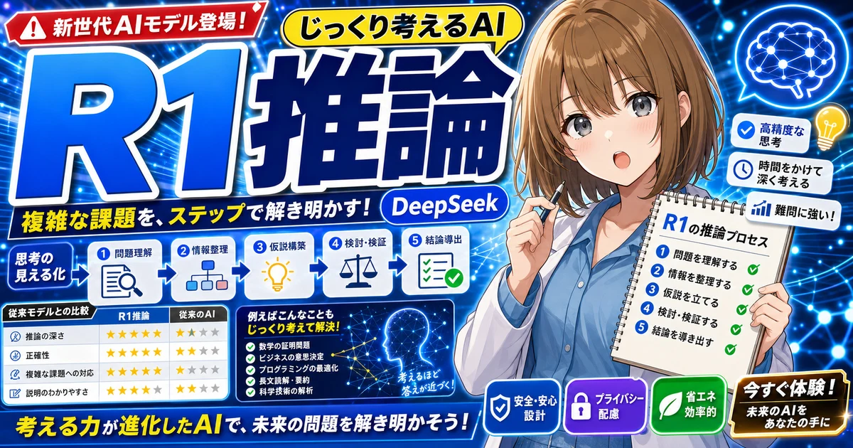 DeepSeek-R1の推論モデルを確認するもこのサムネイル