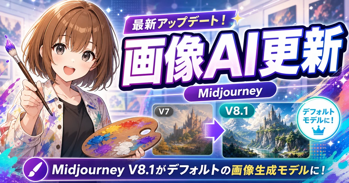 Midjourney V8.1の更新を確認するもこのアイキャッチ