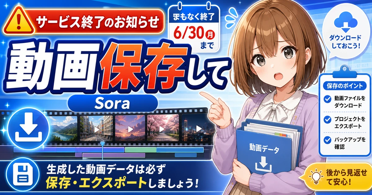 Soraの終了スケジュールを確認するもこのアイキャッチ