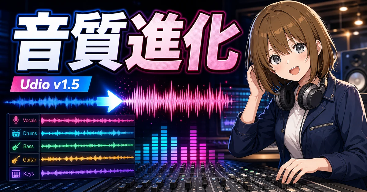 Udio v1.5でAI音楽の音質を確認するもこのサムネイル