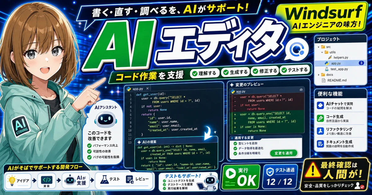 WindsurfのAIエディタを確認するもこのサムネイル