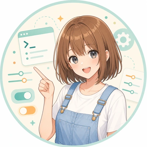 コマンド画面を指さすモコ