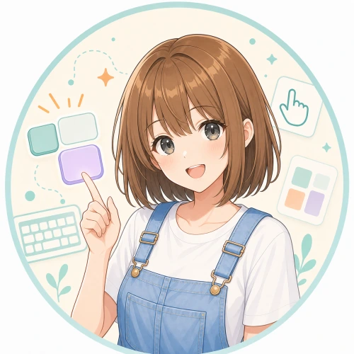 入力欄とキーボードのそばで案内するモコ