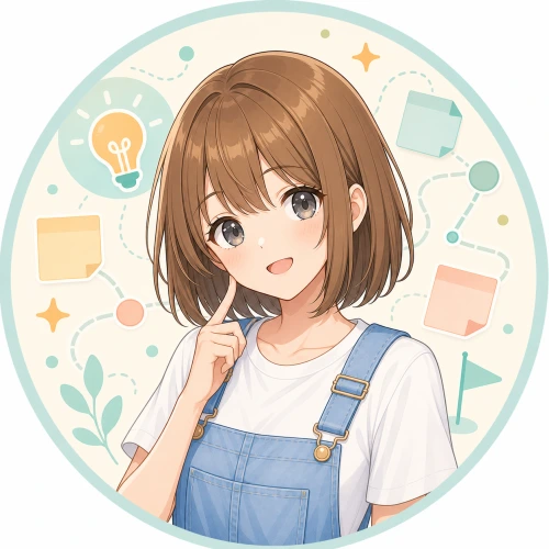 メモと電球のそばで考えるモコ