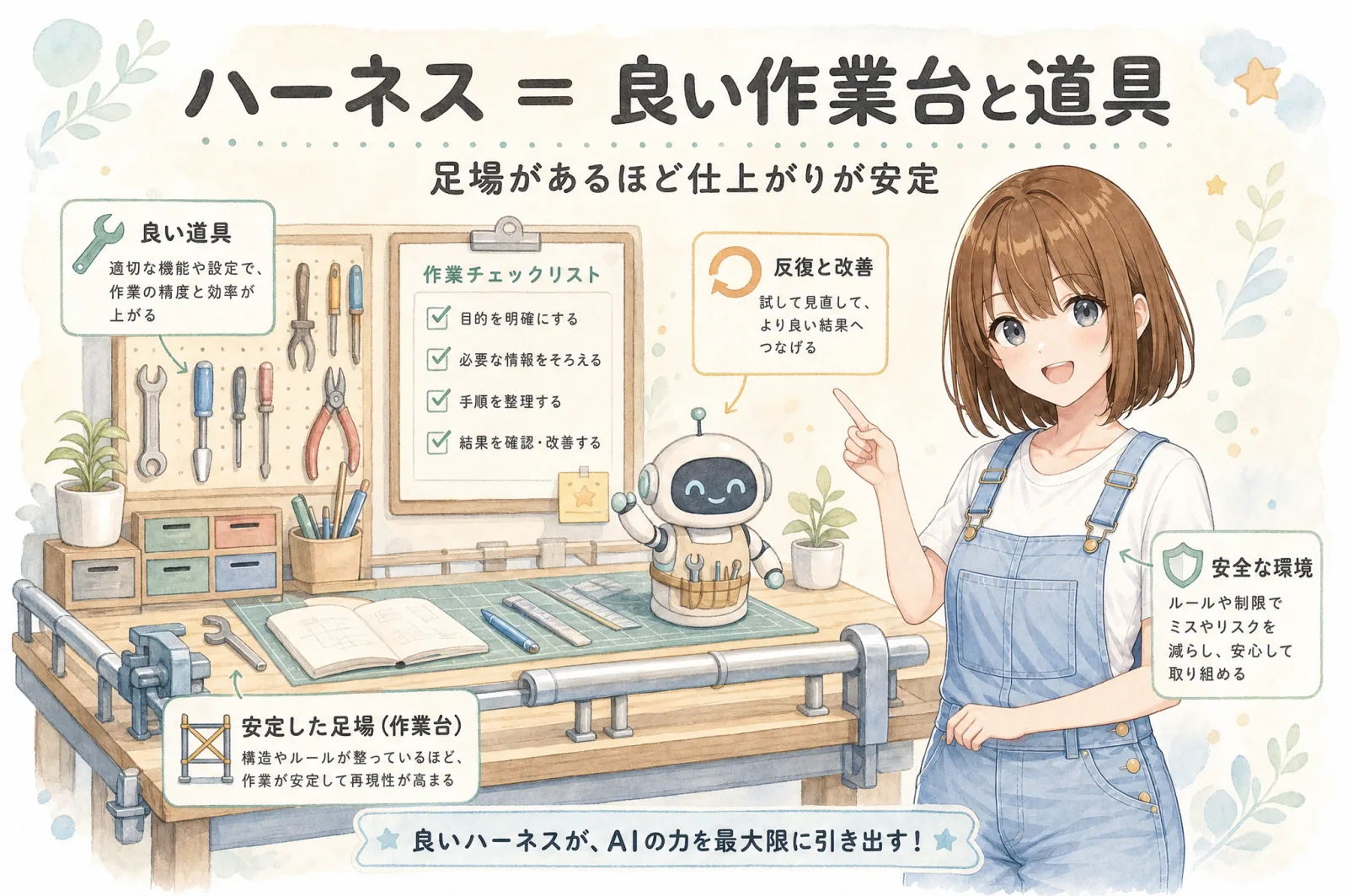ハーネス＝良い作業台と道具のたとえ