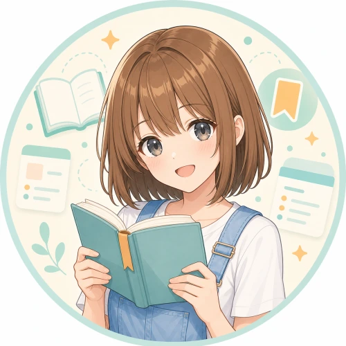 白シャツとデニムオーバーオールで本を読むモコ